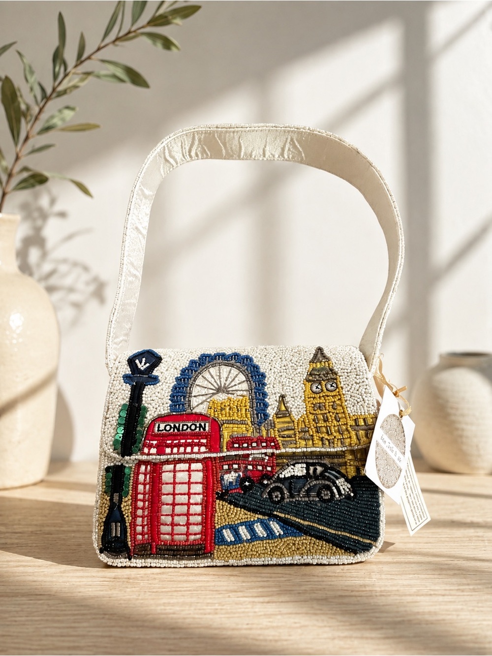✨ Hand-Beaded London Icon Shoulder Bag | Handmade in India | NEW